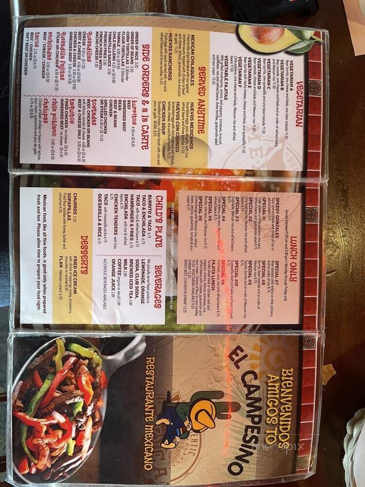 El Campesino - Altoona, PA menu_pic