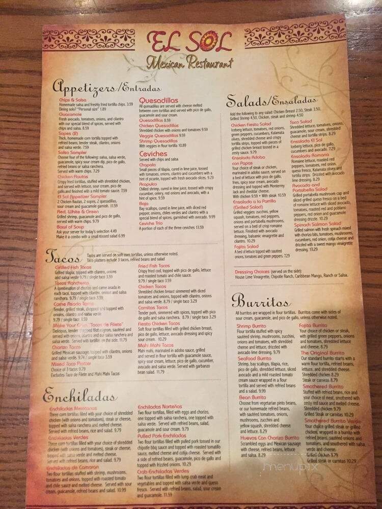 El Sol Mexican Restaurant - Harrisburg, PA menu_pic