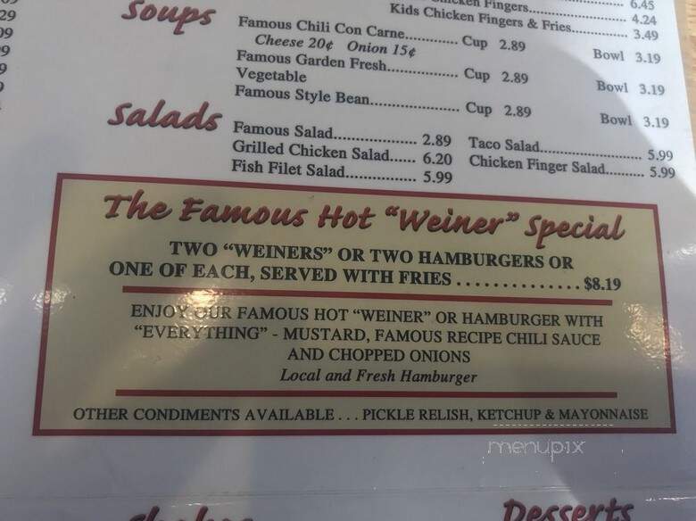 Famous Hot Wiener North - Hanover, PA menu_pic