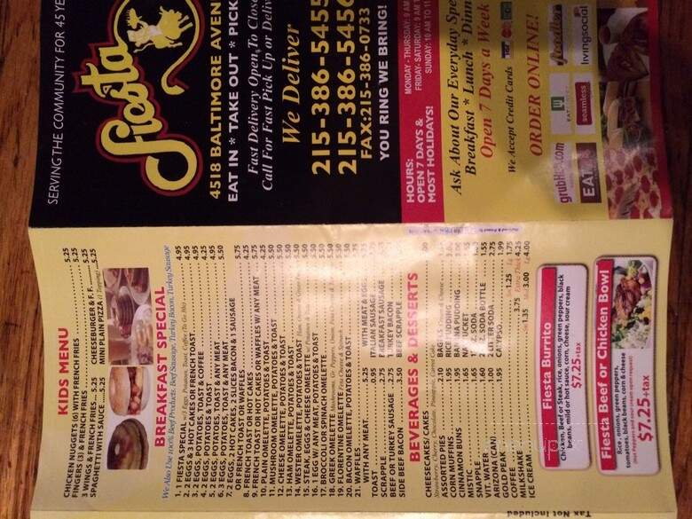 Fiesta Pizza - Philadelphia, PA menu_pic
