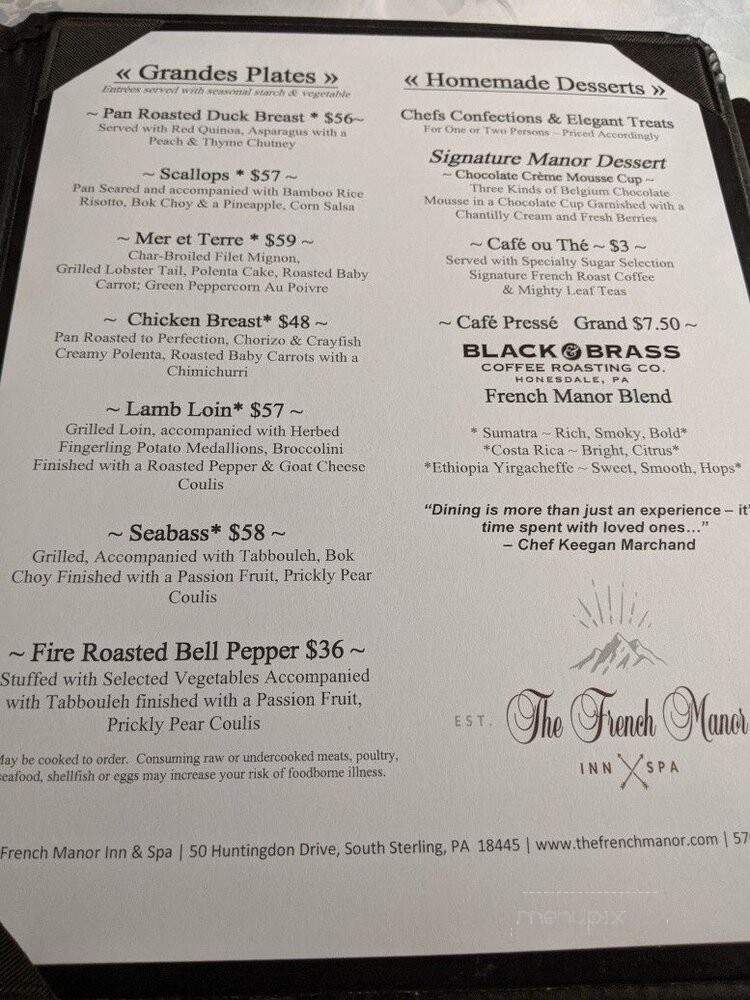 French Manor - South Sterling, PA menu_pic