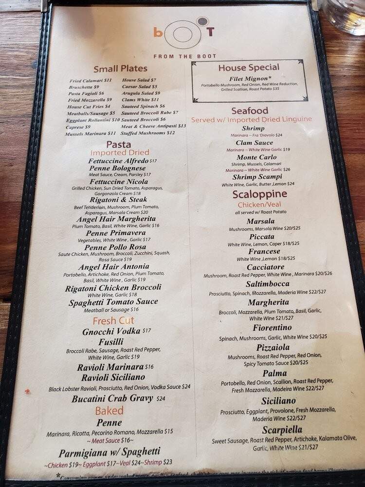 From The Boot - Lafayette Hill, PA menu_pic
