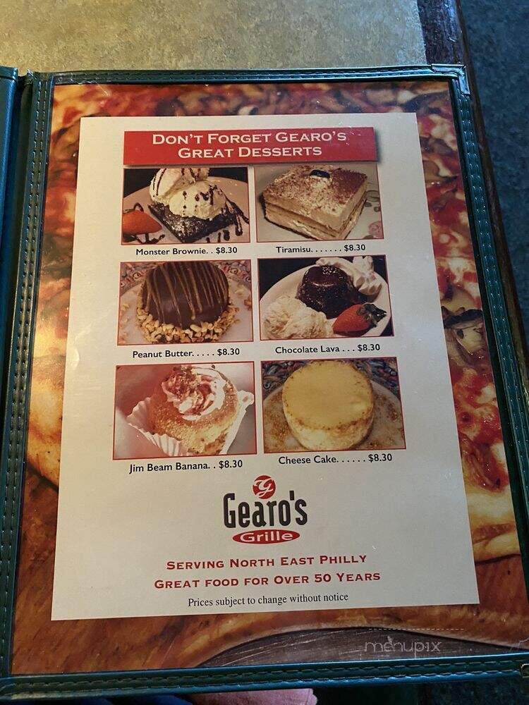 Gearo's Pizza & Cafe - Philadelphia, PA menu_pic