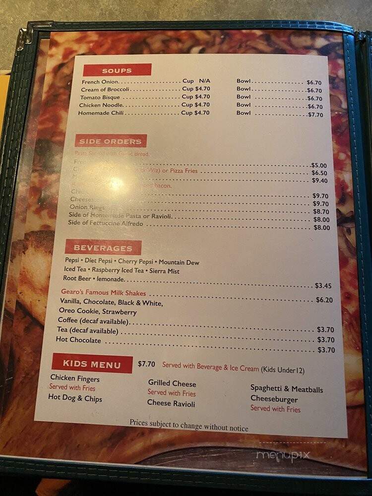 Gearo's Pizza & Cafe - Philadelphia, PA menu_pic
