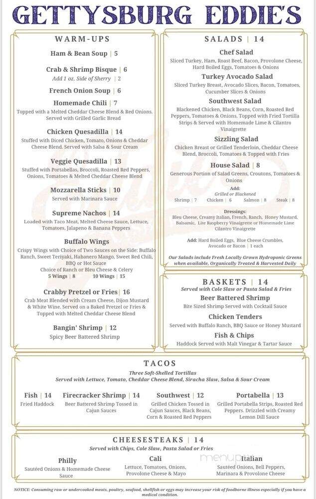 Gingerbread Man - Gettysburg, PA menu_pic