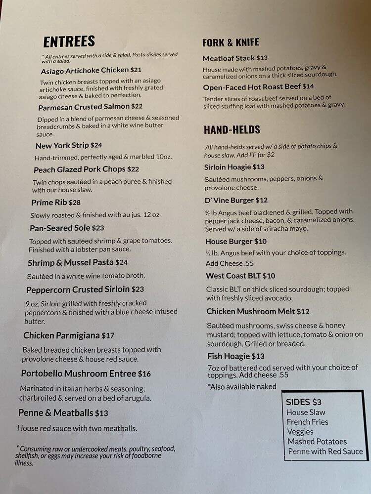 Grapevine - Indiana, PA menu_pic