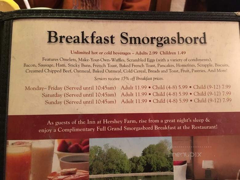 Hershey Farm Restaurant-Motor Inn - Ronks, PA menu_pic