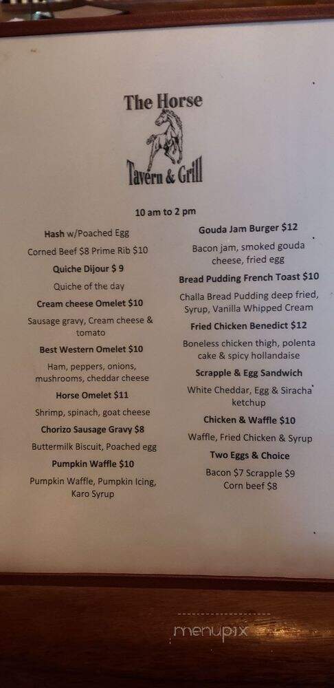 Horse - Sellersville, PA menu_pic