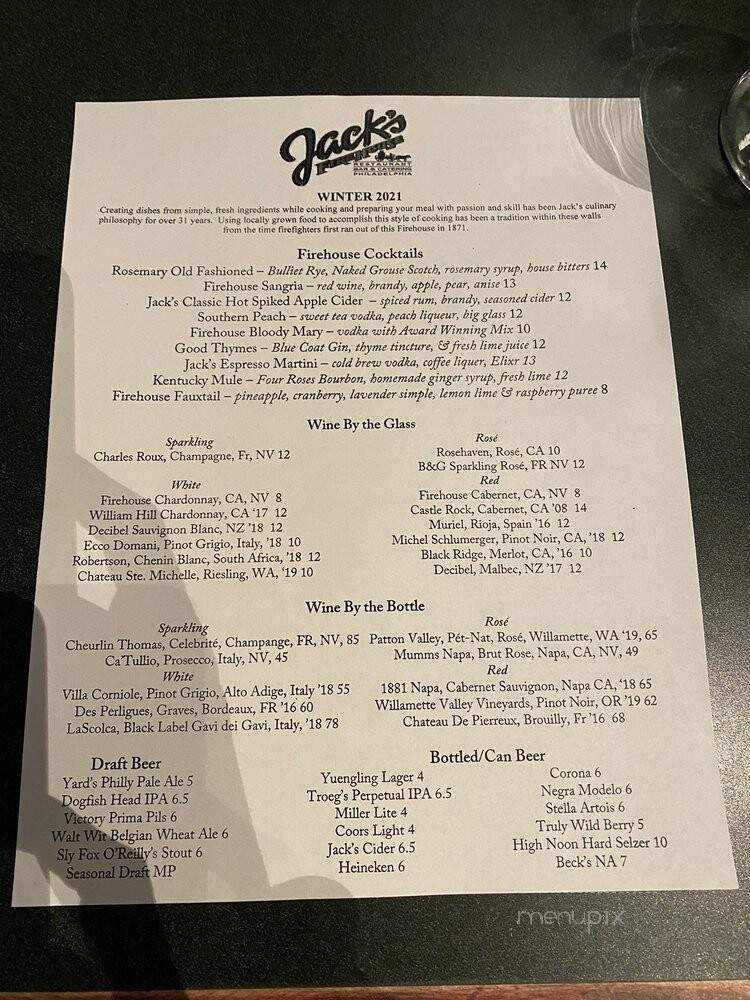 Jack's Firehouse - Philadelphia, PA menu_pic