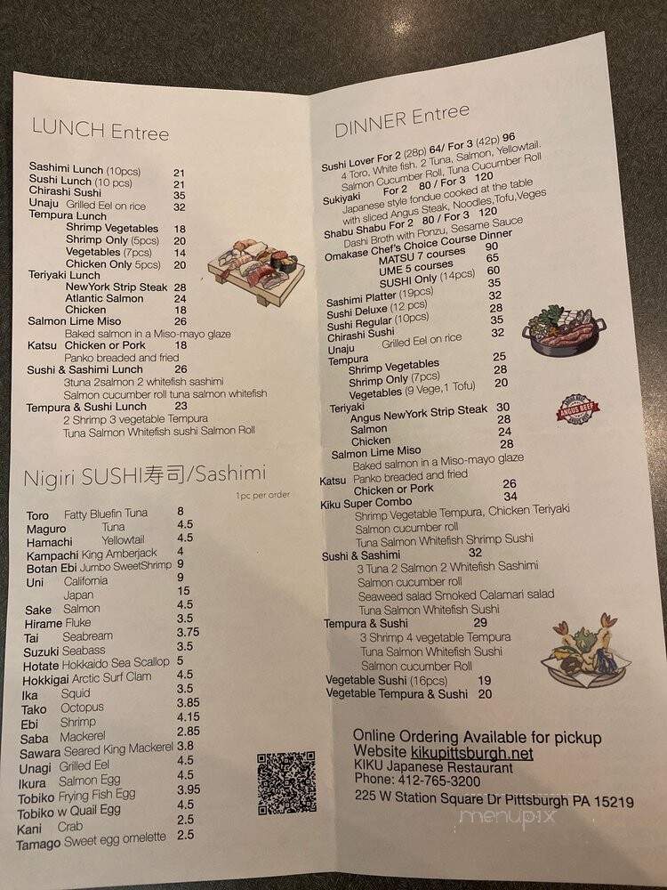 Kiku Japanese Restaurant - Pittsburgh, PA menu_pic