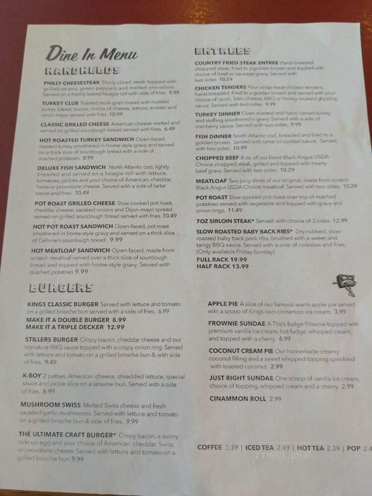 Kings Family Restaurants - Somerset, PA menu_pic