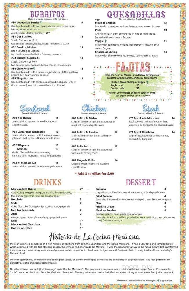La Cocina Mexicana II - Kutztown, PA menu_pic