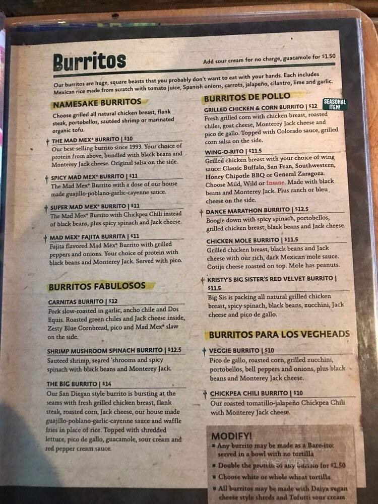 Mad Mex - State College, PA menu_pic