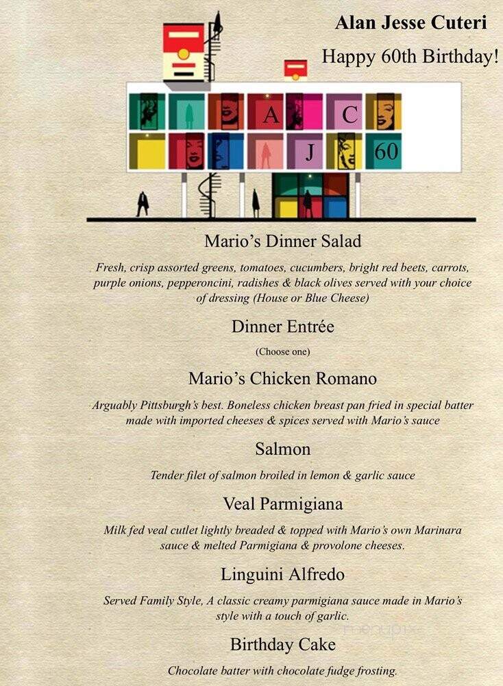 Mario's Family Italian Restaurant - Coraopolis, PA menu_pic