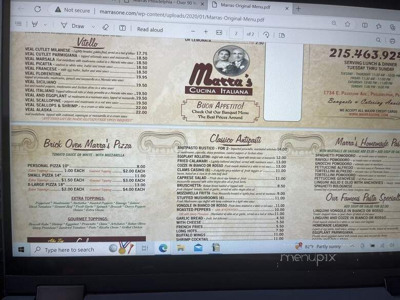 Marra's Restaurant - Philadelphia, PA menu_pic