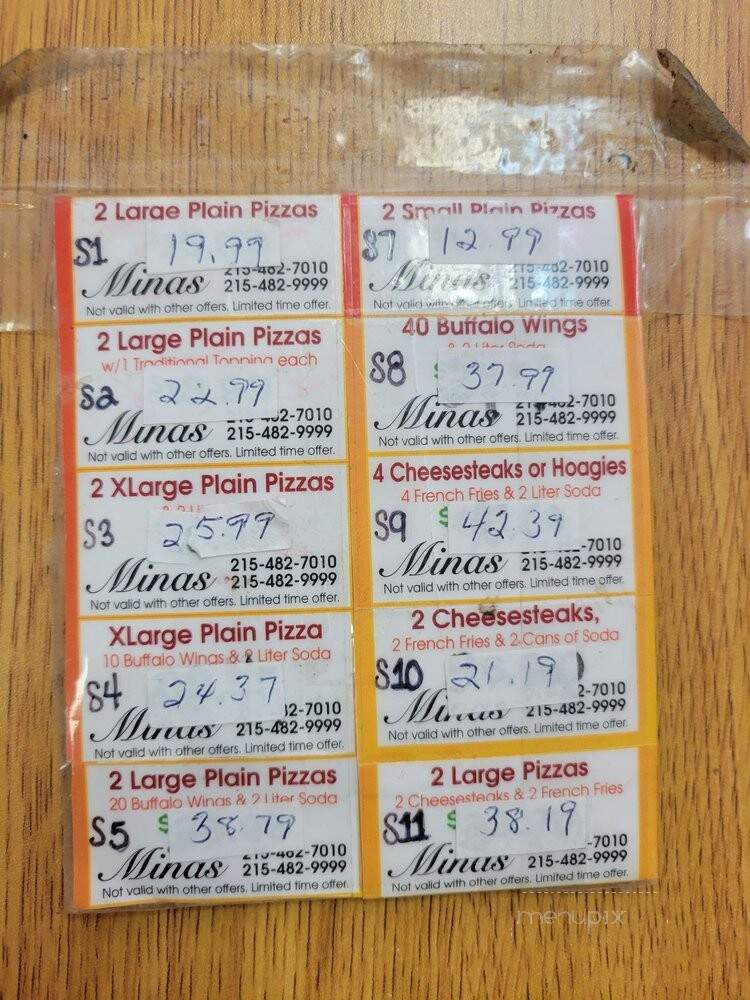 Minas Pizza - Philadelphia, PA menu_pic