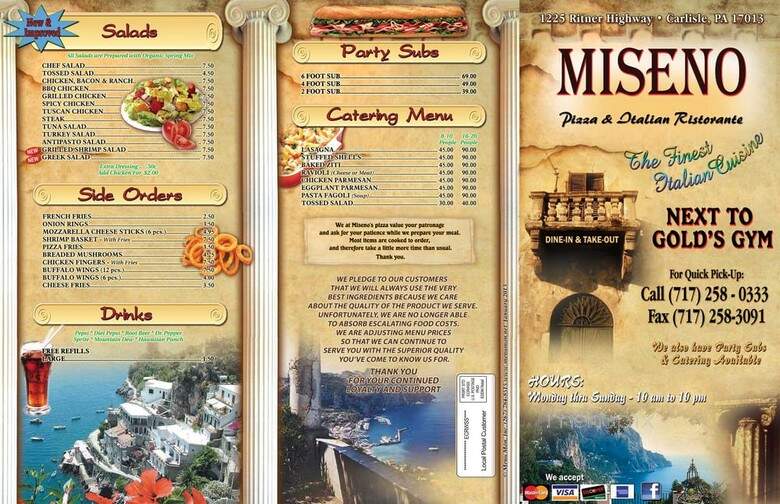 Miseno Pizza & Ristorante - Carlisle, PA menu_pic