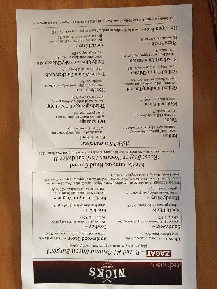 Nick's Roast Beef-Old Philly - Philadelphia, PA menu_pic