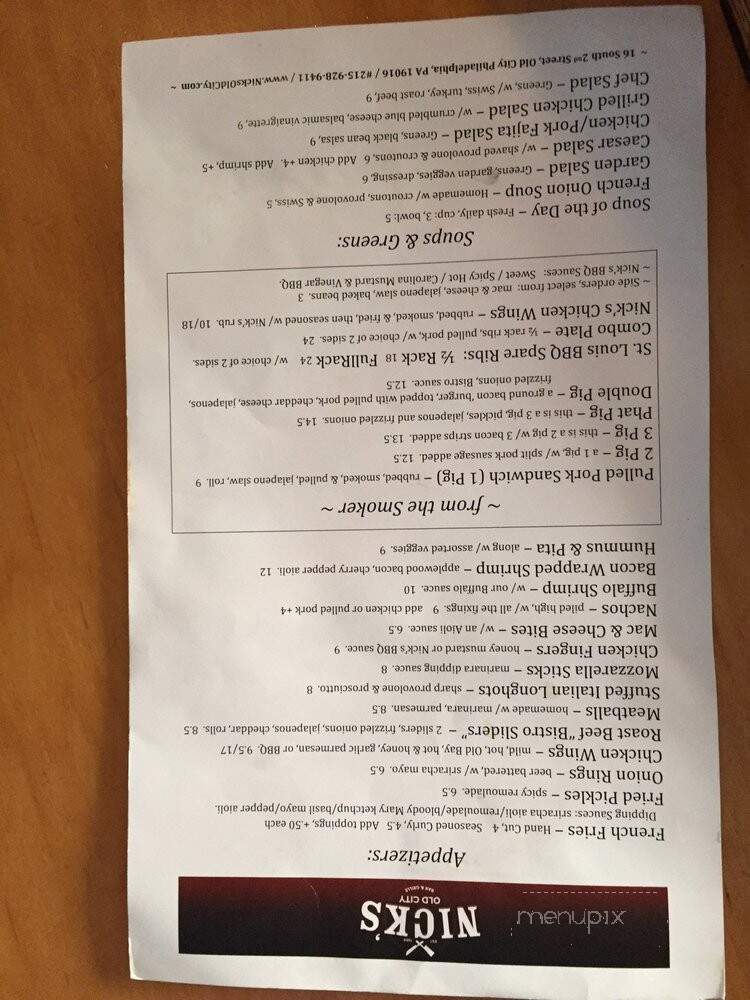 Nick's Roast Beef-Old Philly - Philadelphia, PA menu_pic