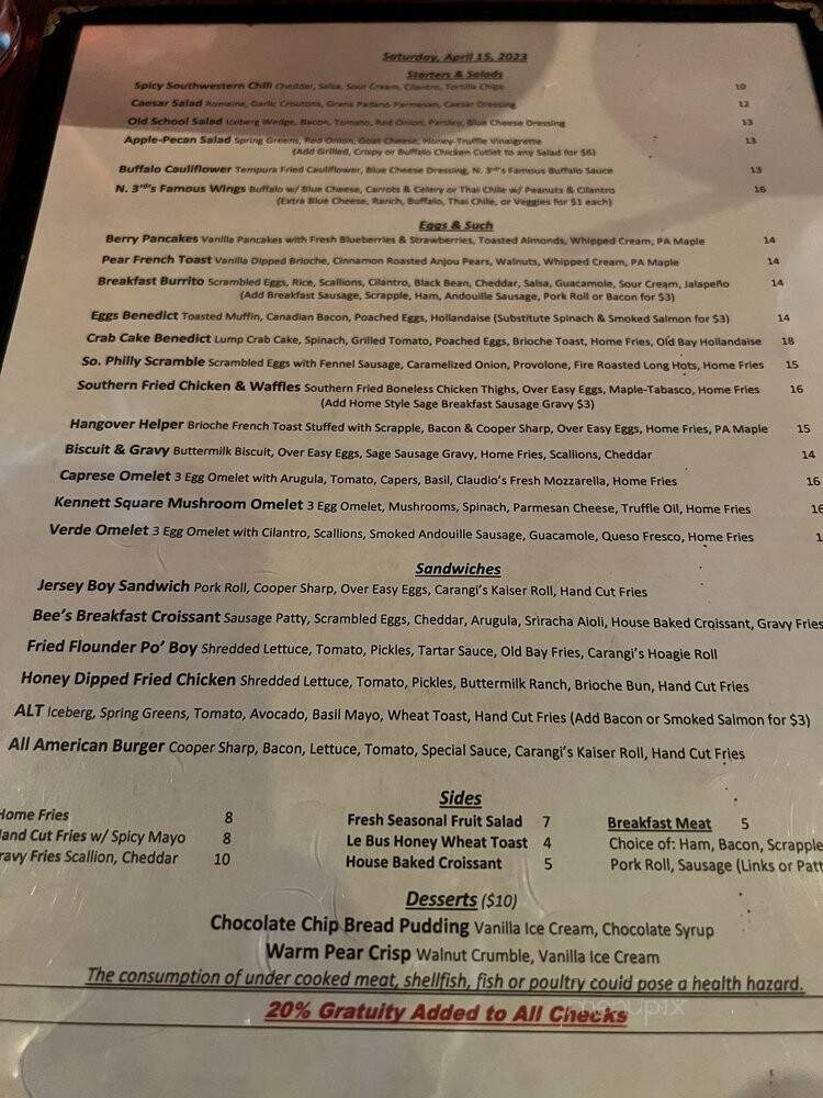 North Third Restaurant - Philadelphia, PA menu_pic