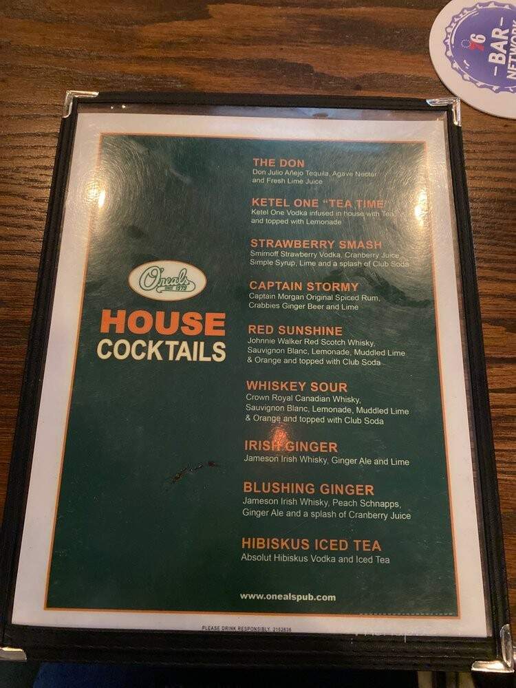 O'Neal's - Philadelphia, PA menu_pic