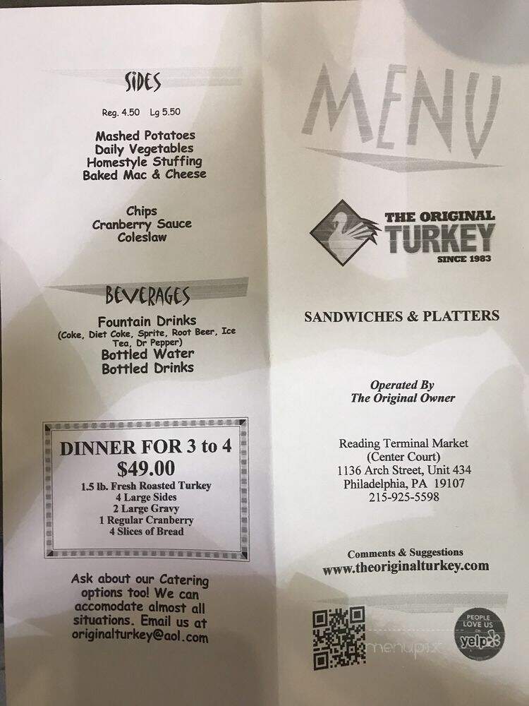 Original Turkey - Philadelphia, PA menu_pic