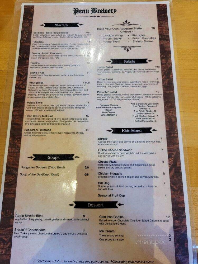 Penn Brewery - Pittsburgh, PA menu_pic