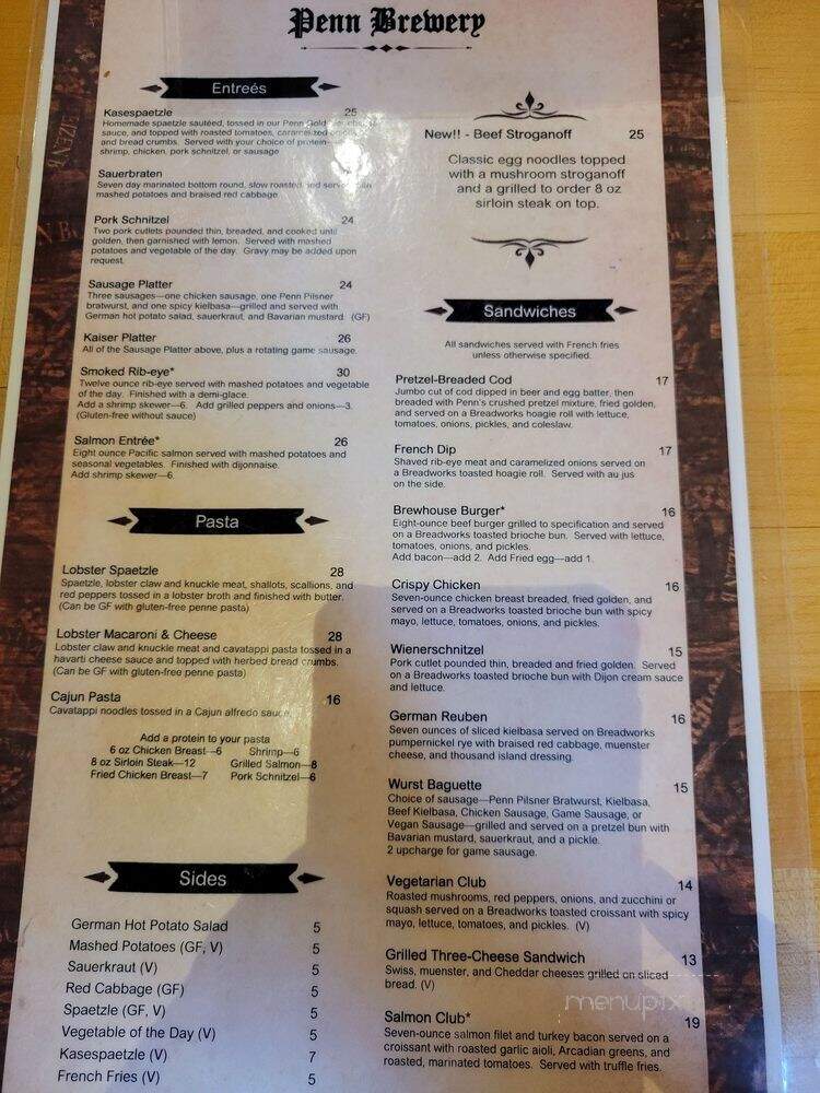 Penn Brewery - Pittsburgh, PA menu_pic