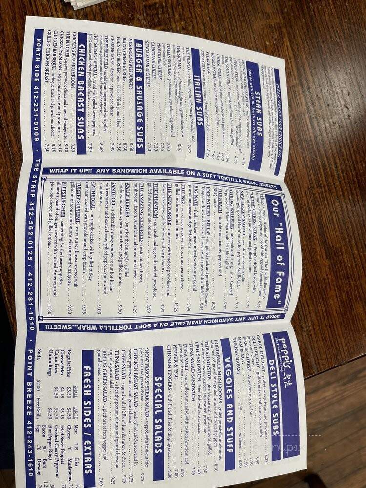 Peppi's - Pittsburgh, PA menu_pic