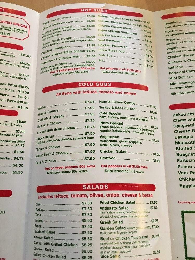 Piero Pizzeria - Reading, PA menu_pic