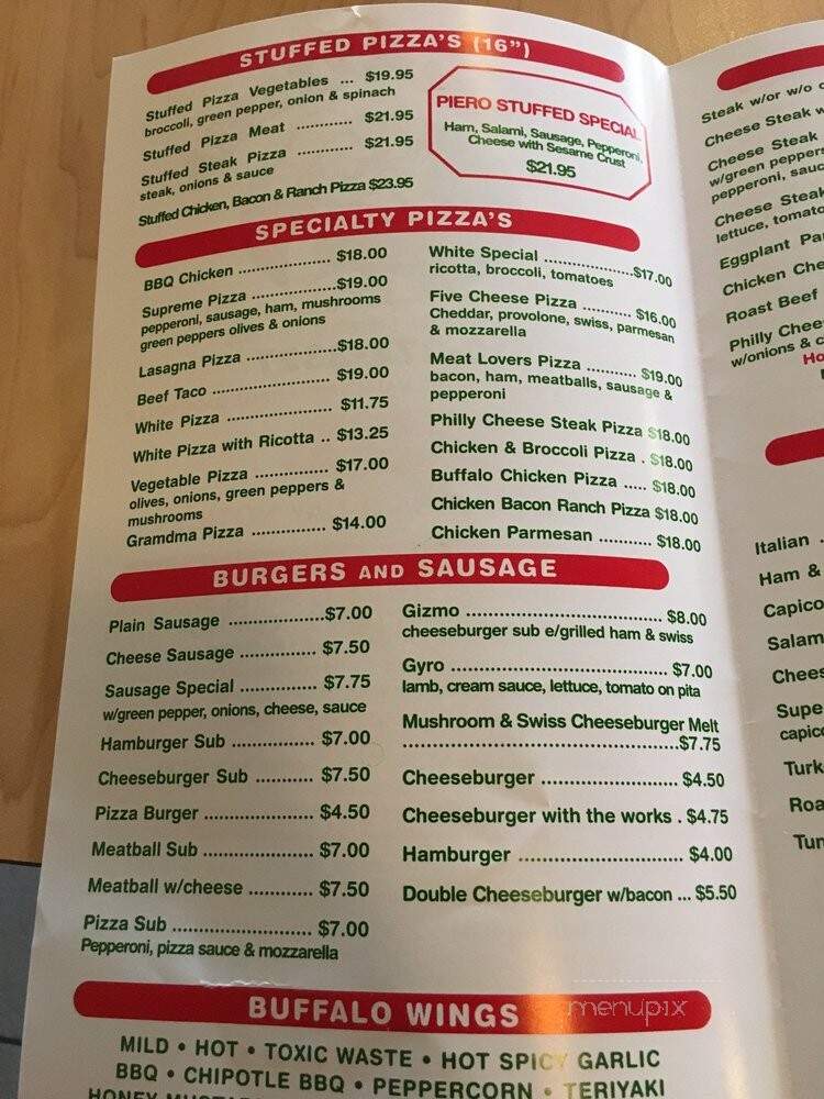 Piero Pizzeria - Reading, PA menu_pic