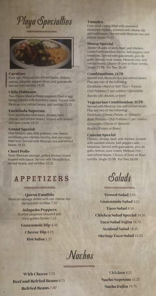 Playa Cancun - Bloomsburg, PA menu_pic
