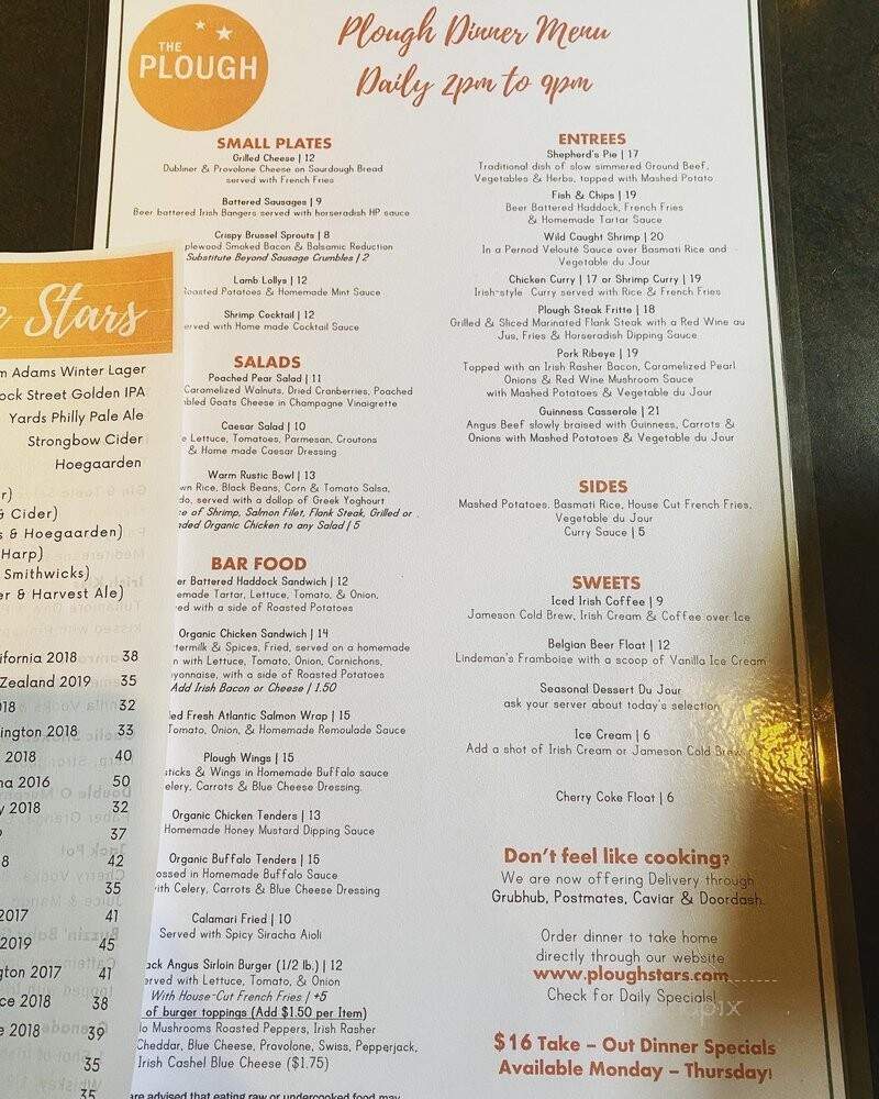 Plough & The Stars - Philadelphia, PA menu_pic