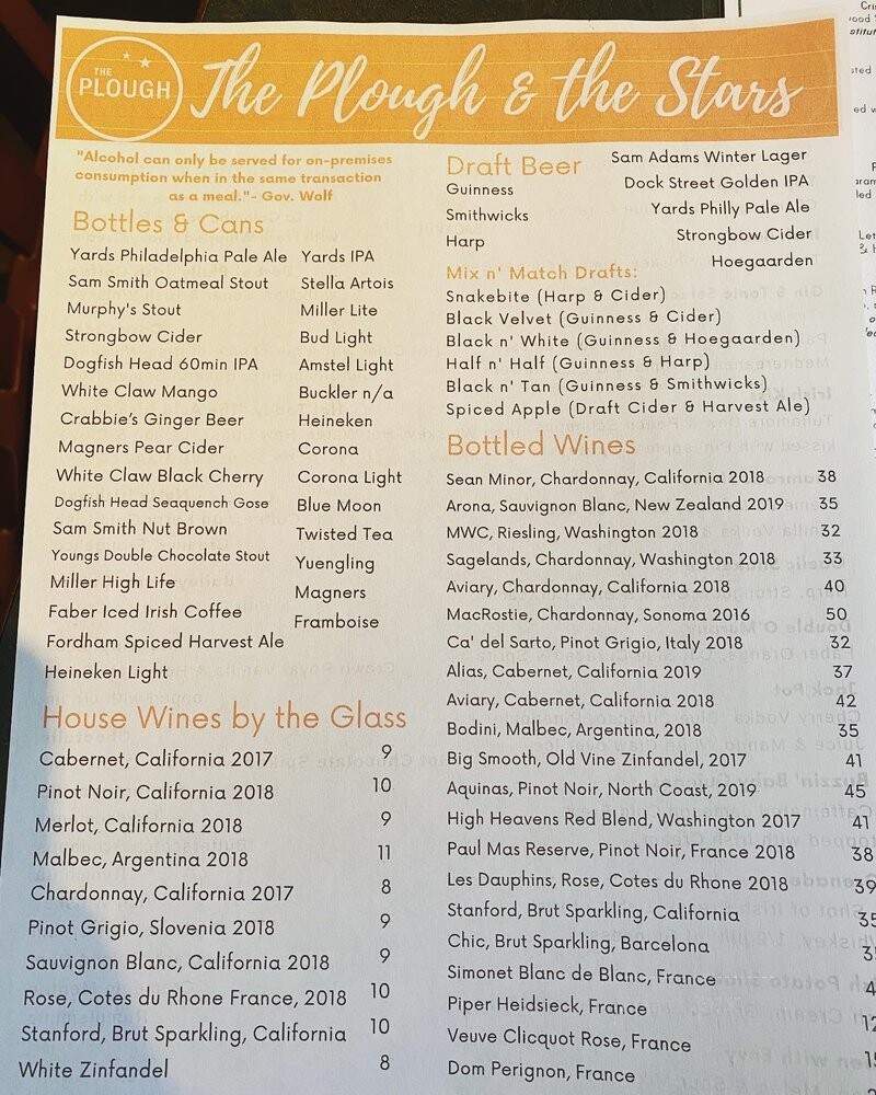 Plough & The Stars - Philadelphia, PA menu_pic