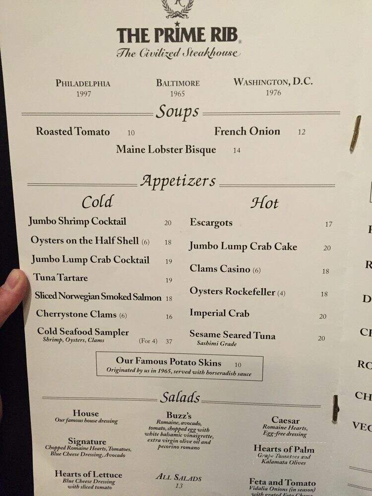 Prime Rib - Philadelphia, PA menu_pic