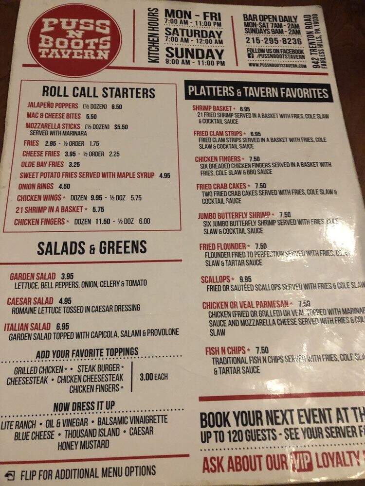 Puss N Boots - Fairless Hills, PA menu_pic