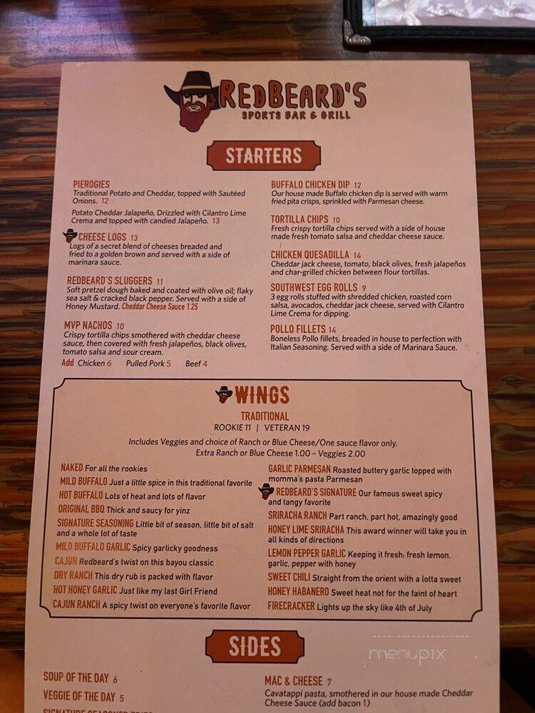 Redbeard's Mountain Resort - Pittsburgh, PA menu_pic
