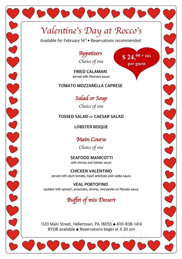 Rocco's Pizzeria & Italian Restaurant - Hellertown, PA menu_pic