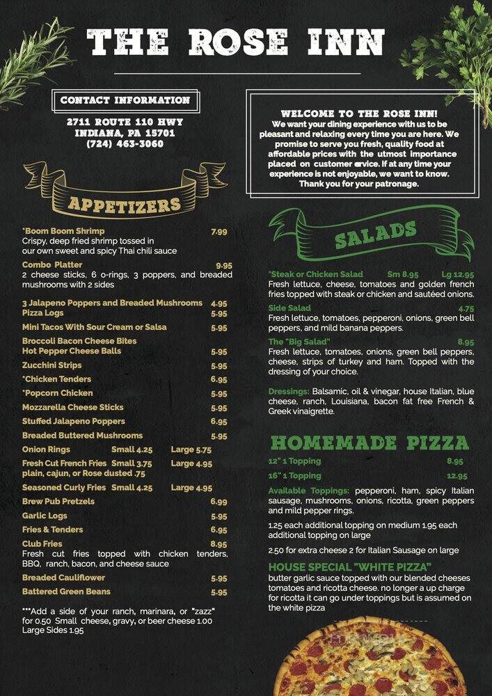 Rose Inn - Indiana, PA menu_pic