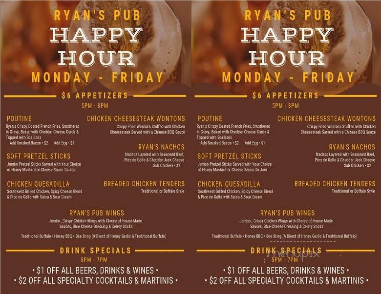 Ryan's Pub - West Chester, PA menu_pic
