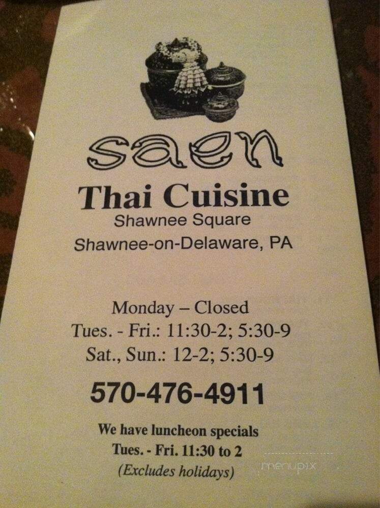 Saen Thai Cuisine Ltd - Shawnee on Delaware, PA