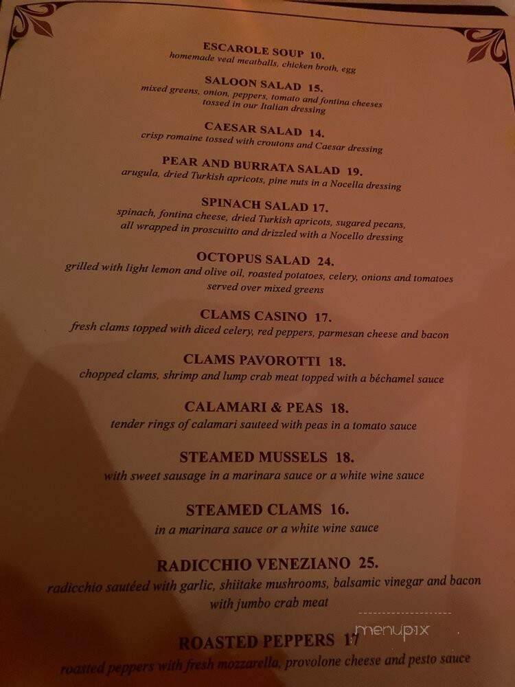 Saloon Restaurant - Philadelphia, PA menu_pic