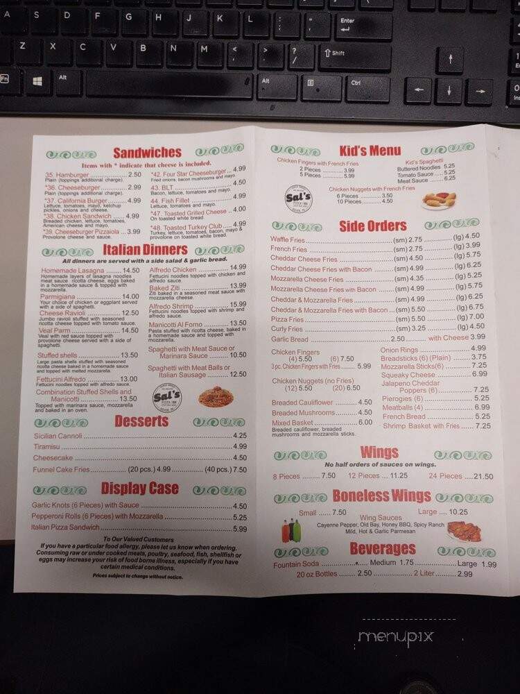 Sal's Pizza & Italian Restaurant - Dover, PA menu_pic
