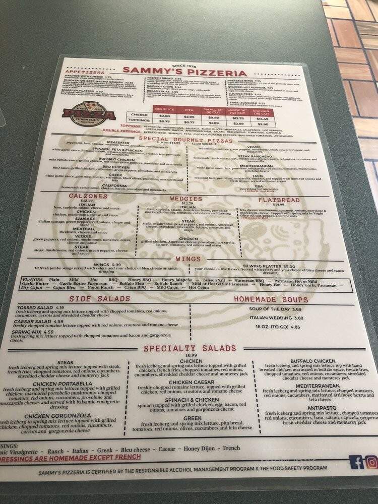 Sammy's Place - Pittsburgh, PA menu_pic