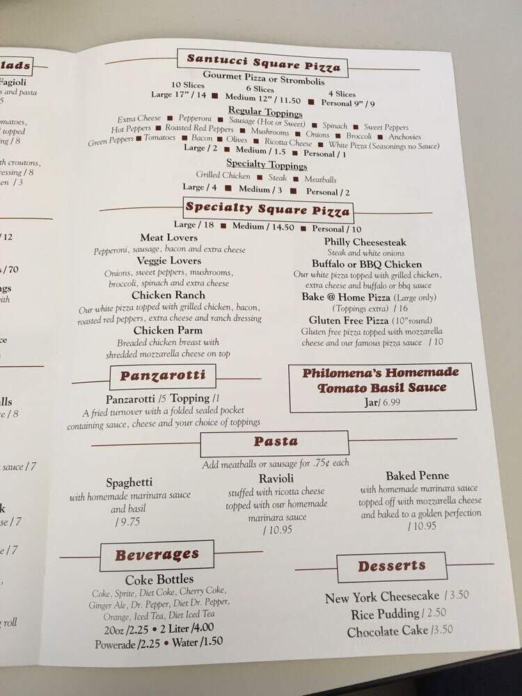 Santucci Square Pizza - Philadelphia, PA menu_pic