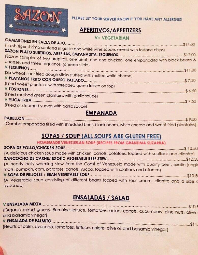 Sazon Restaurant & Cafe - Philadelphia, PA menu_pic