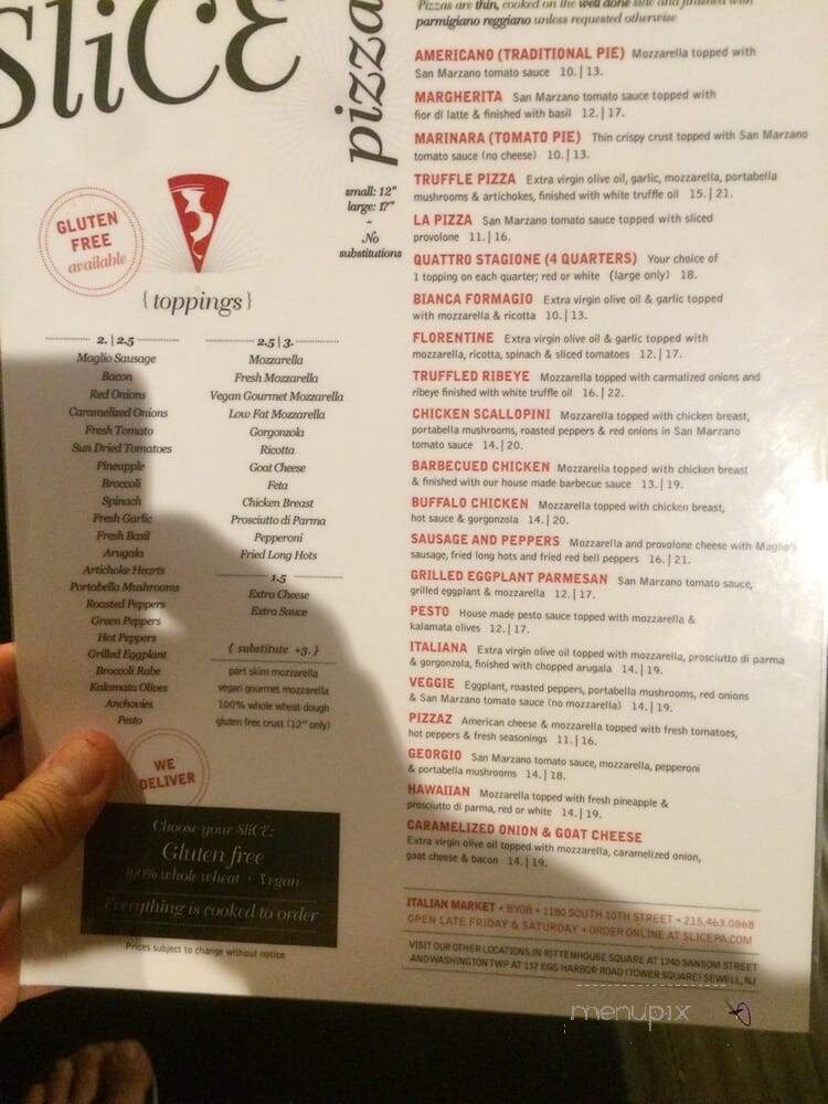 Slice - Philadelphia, PA menu_pic