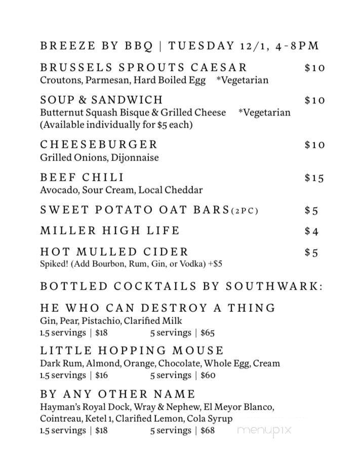 Southwark Restaurant - Philadelphia, PA menu_pic