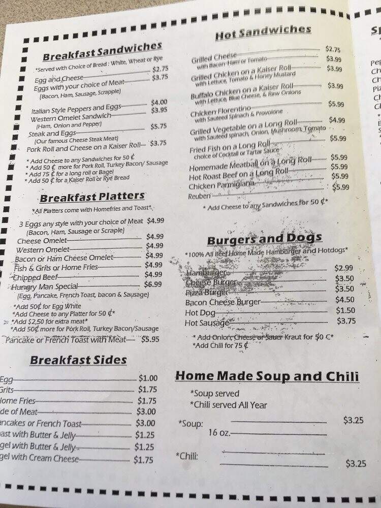 Sparky's Cafe - Sharon Hill, PA menu_pic