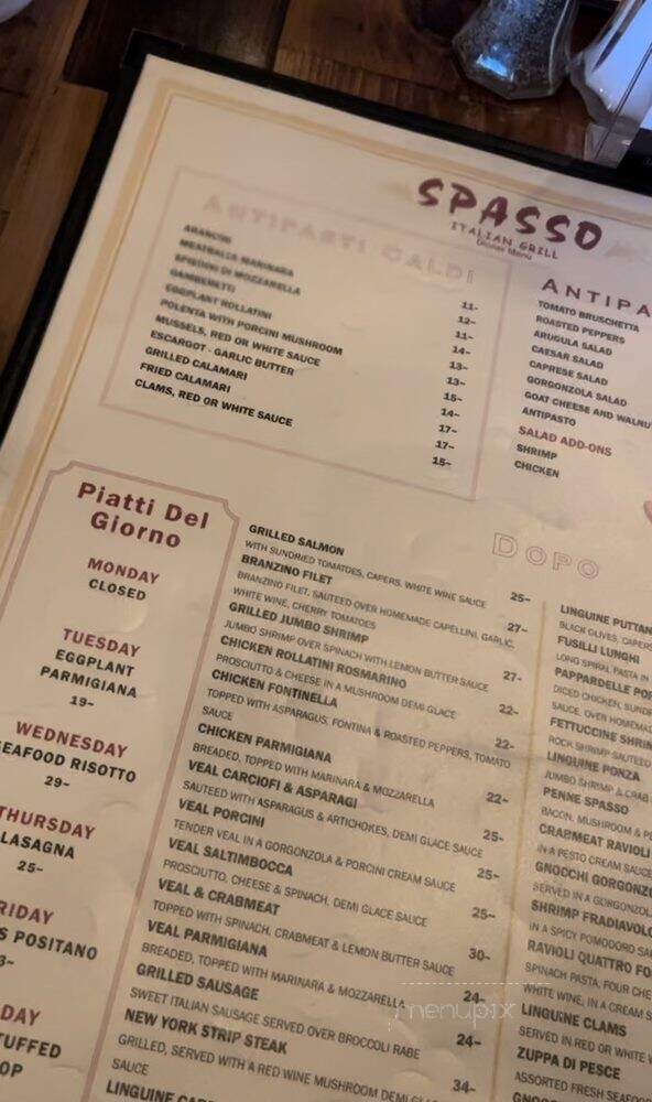 Spasso Italian Grille - Philadelphia, PA menu_pic
